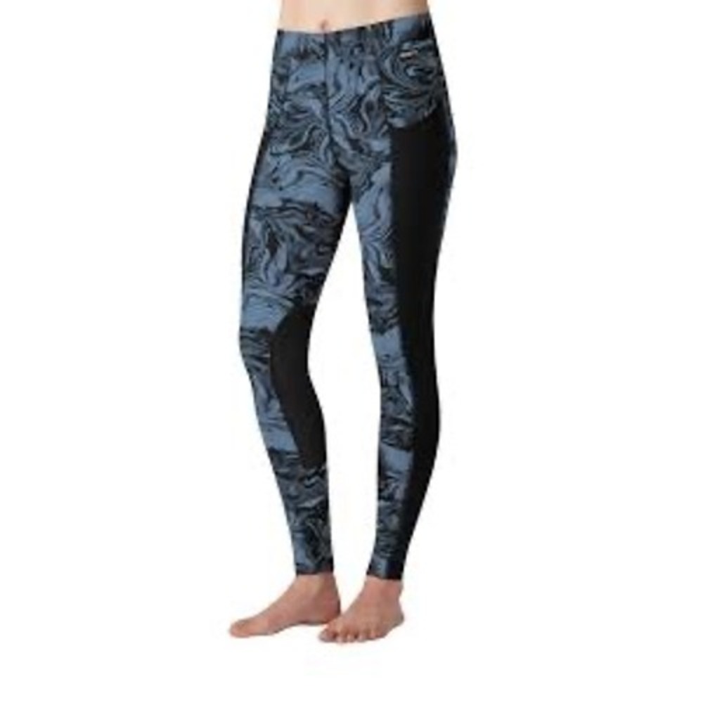 Kerrits Womens Blue Marble Print Riding Tights Knee Patch Leggings Size Medium